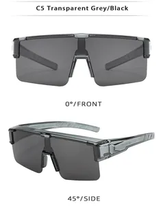 Detailed front and side views of transparent grey TR polarized over-glasses sunglasses