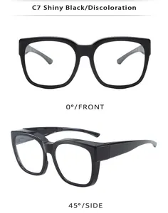 Close-up of TR polarized fitover sunglasses in shiny black from front and side angles