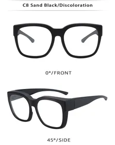 Front and side views of matte black TR polarized over-glasses sunglasses for sports