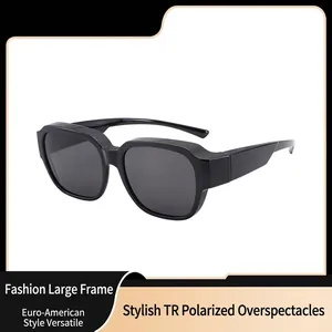 Occhiali da Sole Polarizzati Fit Over TR90 Montatura Quadrata Oversize Protezione UV400 da Indossare Sopra Occhiali da Vista Uomo Donna Guida