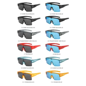 Collection of 12 colors of polarized cycling sunglasses with lightweight TR semi-frames.