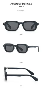 Detalle de gafas de sol cuadradas retro con acentos de tachuelas de arroz plateadas