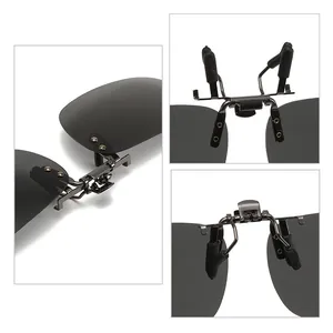 Polarized flip-up clip-on sunglasses for prescription glasses with rubberized tips