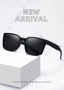 Fashionable black square frame sunglasses detail for outdoor sports and UV protection