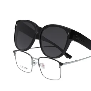 Occhiali da Sole Polarizzati in TR90 Donna Montatura Grande Protezione UV Sopra gli Occhiali Vintage Oversize Moda Guida
