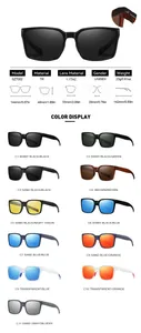Detailed specifications and multi-color options for outdoor sports UV400 sunglasses.