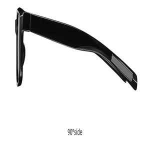 Detailed side profile view of these black sports cycling sunglasses at a ninety degree angle