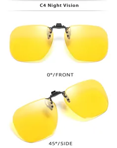 Clip solar polarizado C4 Night Vision abatible con vistas frontal y lateral detalladas