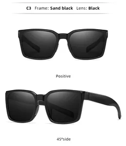 Front and side views of matte black cycling sunglasses with UV protection
