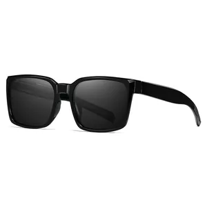 Classic black square cycling sunglasses with UV protection for outdoor sports and beach