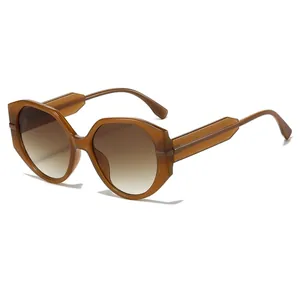 Lunettes de soleil oversize géométriques pour femmes, verres dégradés marron, protection UV