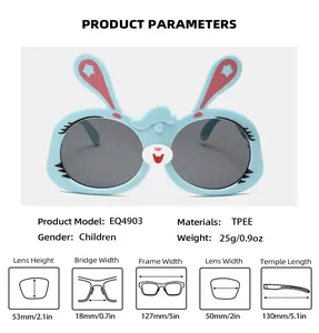 Detailed product parameters for cute blue bunny cartoon children's TPEE sunglasses