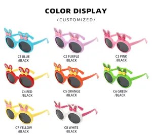 Cute bunny ear sunglasses for kids in various colors with polarized lenses detail view
