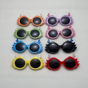 Collection of colorful children's cartoon dragon horn sunglasses for UV protection