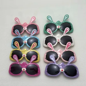 Colorful cartoon rabbit-shaped soft silicone sunglasses for children with UV protection