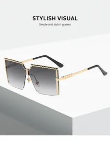 Oversized half-rimless kids' sunglasses with gradient lenses and gold metal frame.