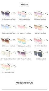 Lunettes de soleil carrées surdimensionnées en 13 options de couleurs dégradées