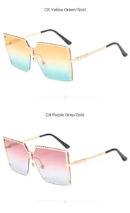 Lunettes de soleil carrées sans monture avec verres dégradés en deux options de couleur