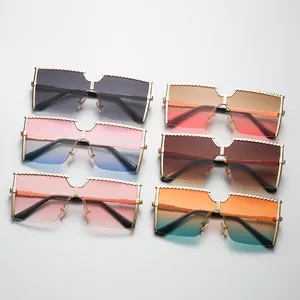 Oversized semi-rimless metal sunglasses for children with colorful gradient lenses
