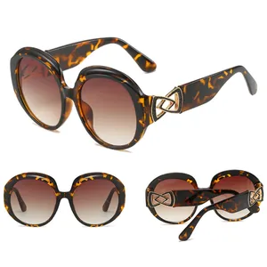 Oversized round tortoiseshell sunglasses with gradient lenses for women, multi-angle view
