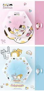 Detailed view of mini folding capsule umbrellas with adorable cat and dog patterns.