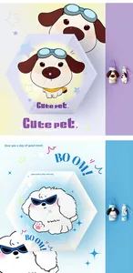 Detailed view of purple and blue cartoon dog mini folding umbrellas with UV protection