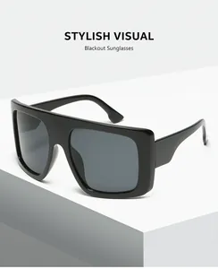 Close-up detail of stylish black oversized square sunglasses for kids with UV protection