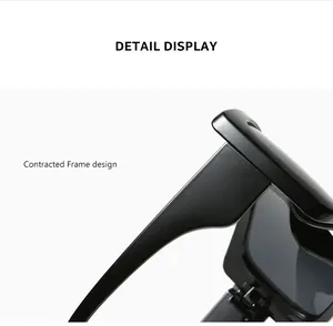 Close-up view of the minimalist black square frame hinge on children's sunglasses.