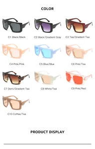 Oversized square children's sunglasses shown in ten different fashion color options