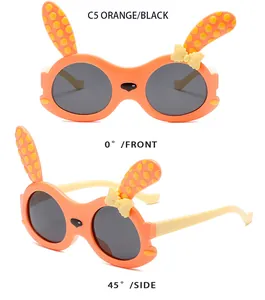 Süße Hasenohren Kinder-Sonnenbrille mit Silikonrahmen für Sonnenschutz