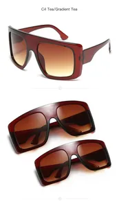 Detailed macro view of square oversized kids sunglasses in elegant tea gradient tint