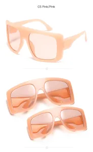 Trendy pink oversized square sunglasses parent-child set for fashion-forward kids and adults