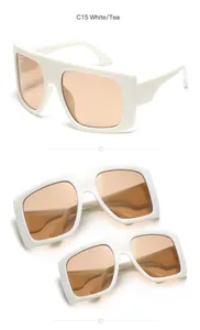 Oversized square white frame sunglasses with tea lenses for parent and child fashion sets