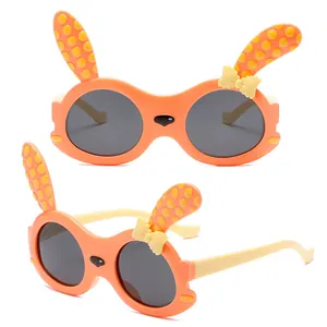 Niedliche Kinder-Sonnenbrille mit Hasenohren und weichem Silikonrahmen für guten UV-Schutz