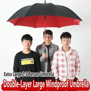Large Windproof Double Layer Golf Umbrella Long Handle Straight Umbrella Waterproof Sunshade For Men Women Outdoor Business Sports