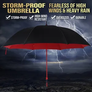 Large double-layer stormproof long-handle umbrella with reinforced wind-resistant design