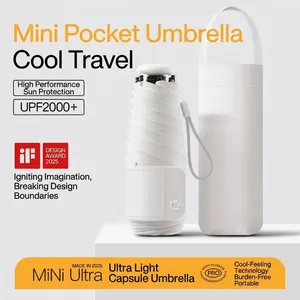 Mini Portable 5-Fold Capsule Umbrella With Vinyl Coating UV Protection Lightweight Travel Parasol Sun Rain Umbrella For Women