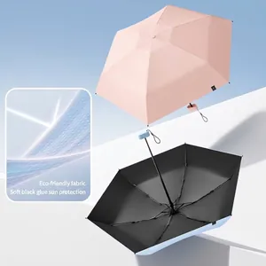 Compact mini pocket sun umbrella with UV protection and high-grade black glue coating
