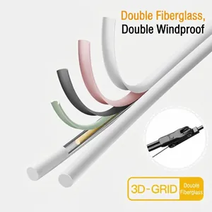Internal structure of portable mini umbrella with double fiberglass windproof ribs