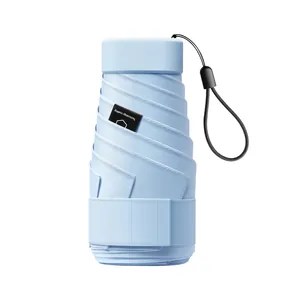 Ultra-light light blue mini sun umbrella with technology coating and wrist strap