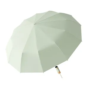 Premium mint green 72-rib automatic umbrella, storm-resistant and reinforced frame
