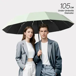 Large 105cm automatic windproof umbrella in light green, perfect for two people