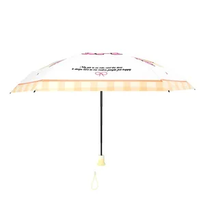 Mini five-fold capsule parasol with UV protection and cute pet text design