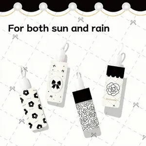 Ultra-light compact 5-fold mini pocket sun and rain umbrella with cute floral patterns