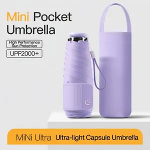 Five Fold Mini Portable Pocket Sun Rain Umbrella For Men Women UV Protection High Density Pongee Black Glue Coating Lightweight Umbrella