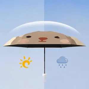 Cute mini portable sun umbrella with 99% UV protection, dual-use for rain and sun