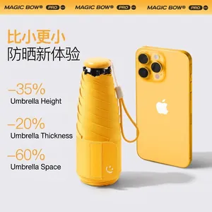 Mini Five Fold Sun Umbrella Ultra Light Portable UV Protection Black Coating Sunny Rainy Dual Use Pongee Umbrella Women