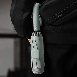 Fully Automatic Reverse Umbrella with Safety Combination Lock Ring Handle 10 Ribs Windproof Large Folding Travel Umbrella for Women Men