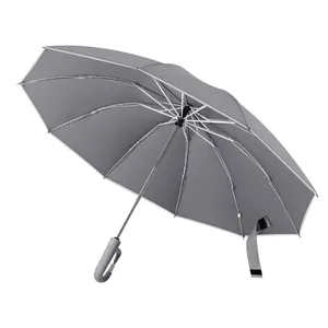 Professional automatic grey reverse umbrella with a unique password lock ring handle