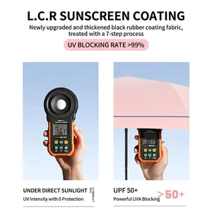 Portable folding umbrella with premium UV protection coating for sun and rain